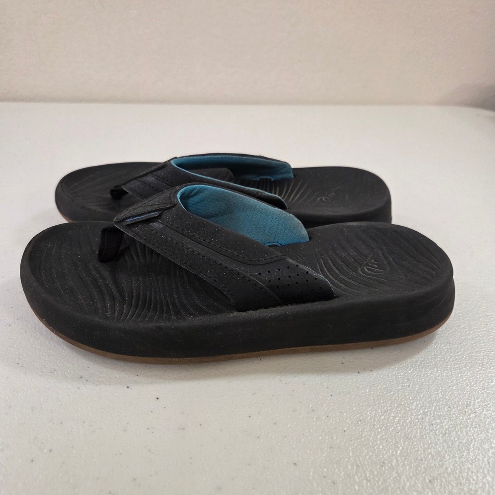 Quiksilver Hydrobound Mens Flip Flops Black Blue Thong Sandals‎ Size 7 9.5 Inch